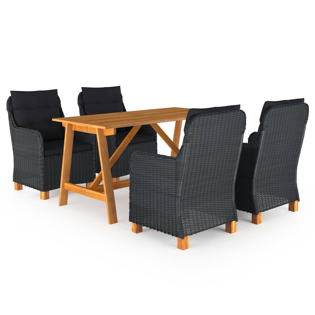 vidaXL Patio Dining Set 5 Piece Garden Outdoor Balcony Backyard Terrace Lounge Dinner Dinette Seating Table Chair Home Furniture Set Dark Gray